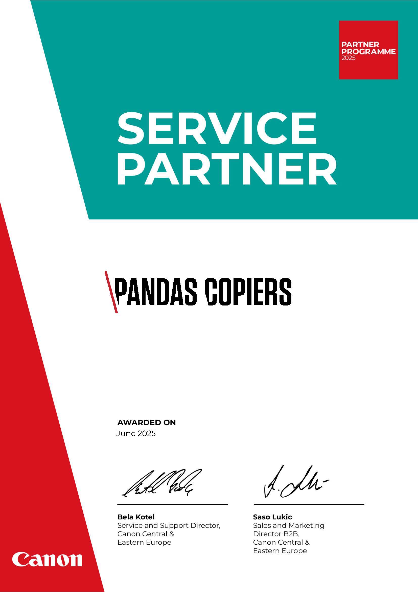 Service Partner Pandas Copiers